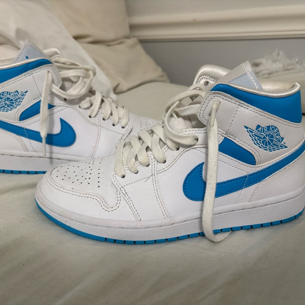 Nike Air Jordan White and Blue Athletic Shoes